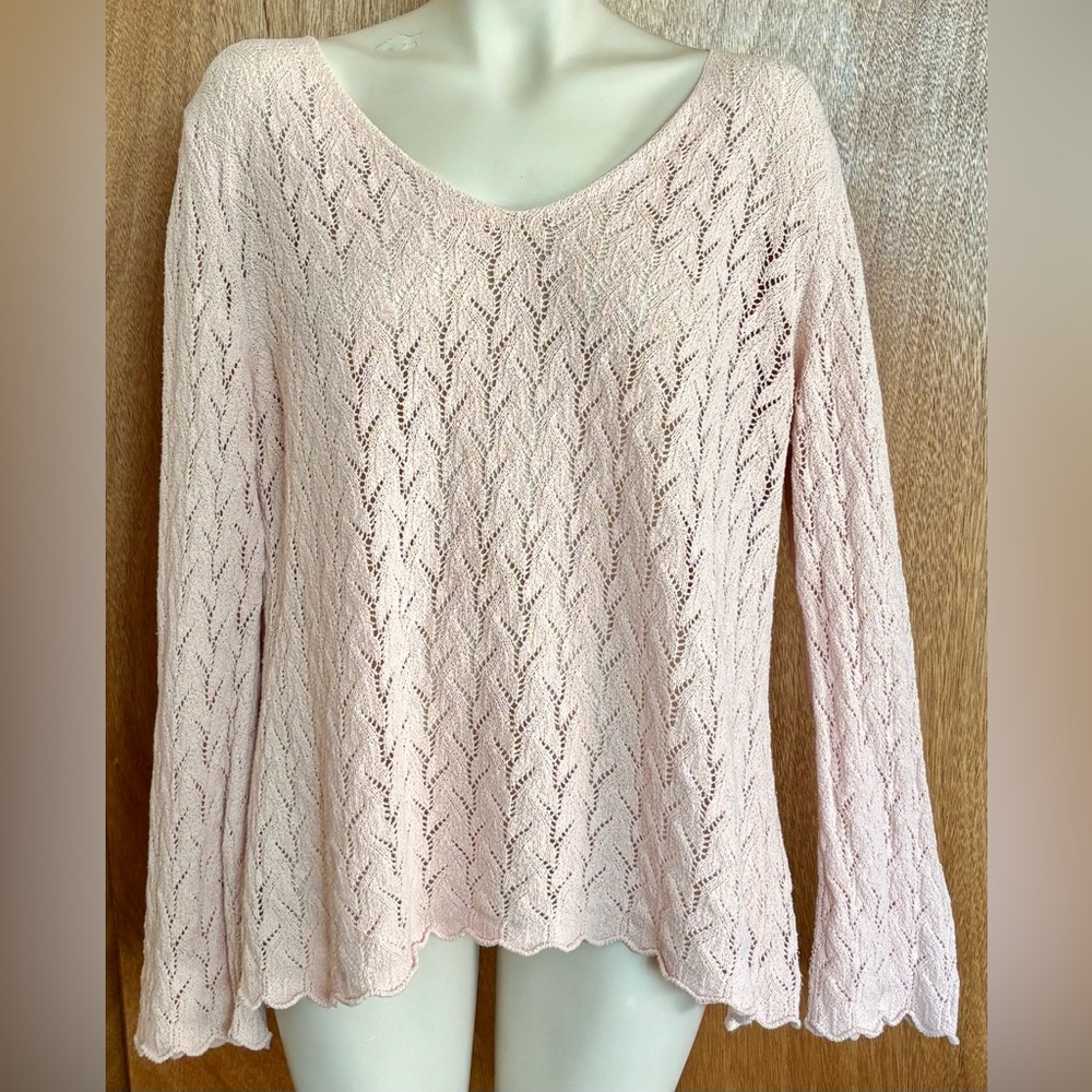 J. Jill Soft Pink V-Neck Knit Sweater - XL